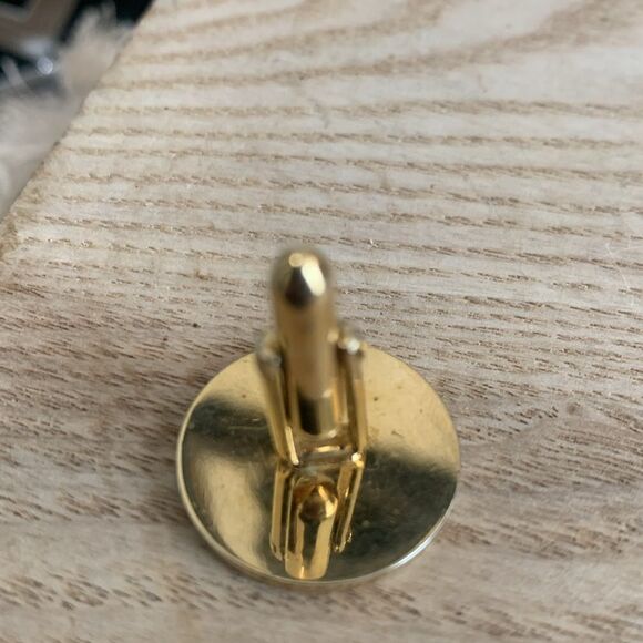 Vintage Swank Gold Tone Geometric Cuff Links & Tie Tack With Original Box - Picture 8 of 17